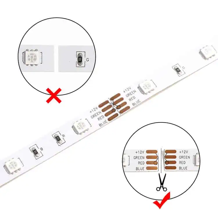 Comment couper, connecter et alimenter des bandes lumineuses à LED -  Éclairage LEDYi