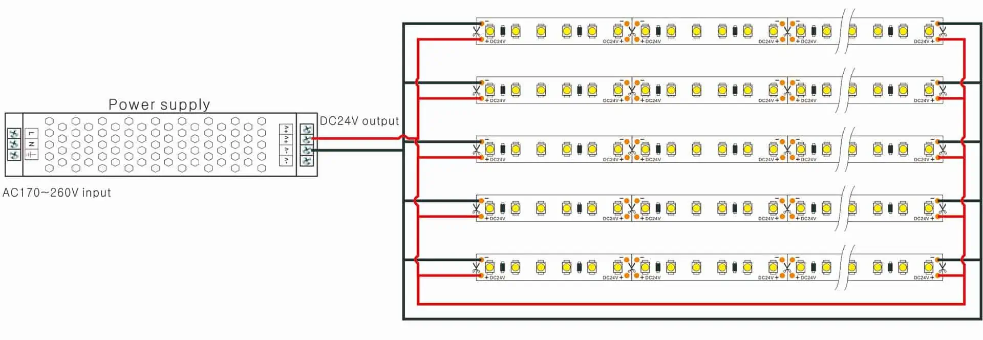 Tira de leds ambos extremos de conexión