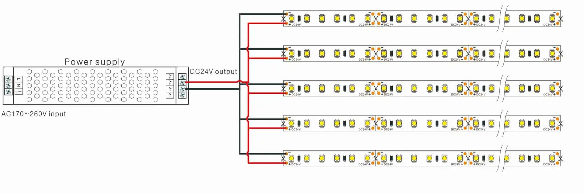 LED тилке параллелдүү туташуу