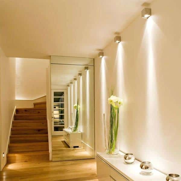 reflect light in a narrow hallway