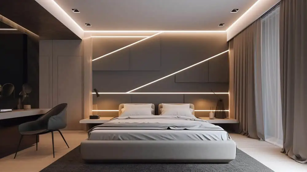 идеи светодиодной ленты в спальне
