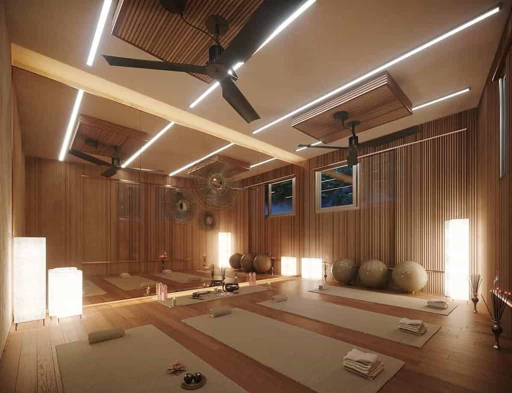 Home yoga studio shop lighting