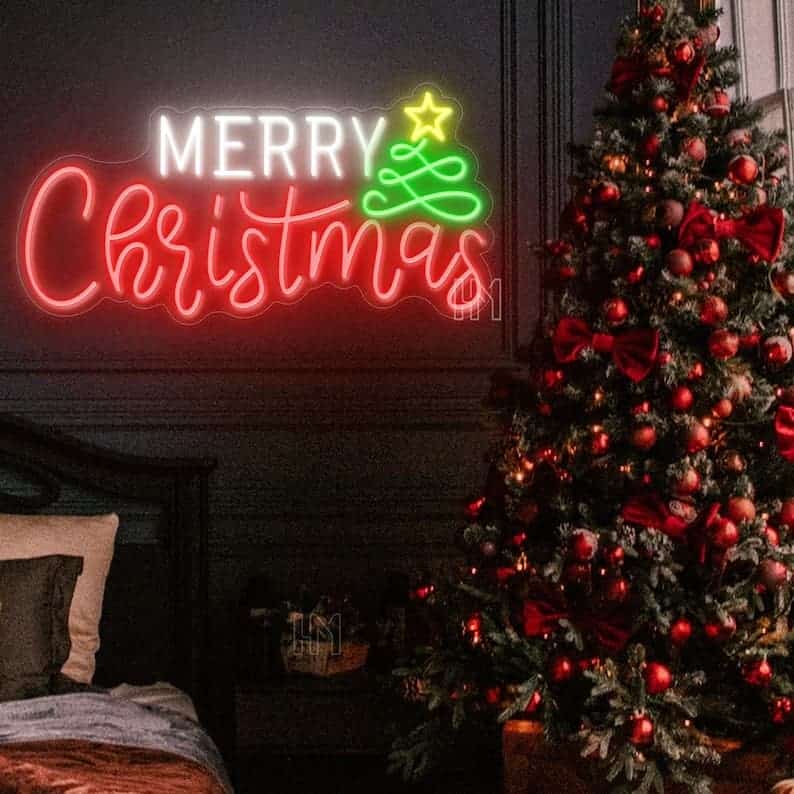 merry christmas neon signage