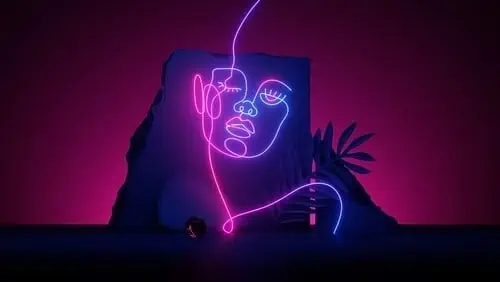 aesthetic human figure neon sign