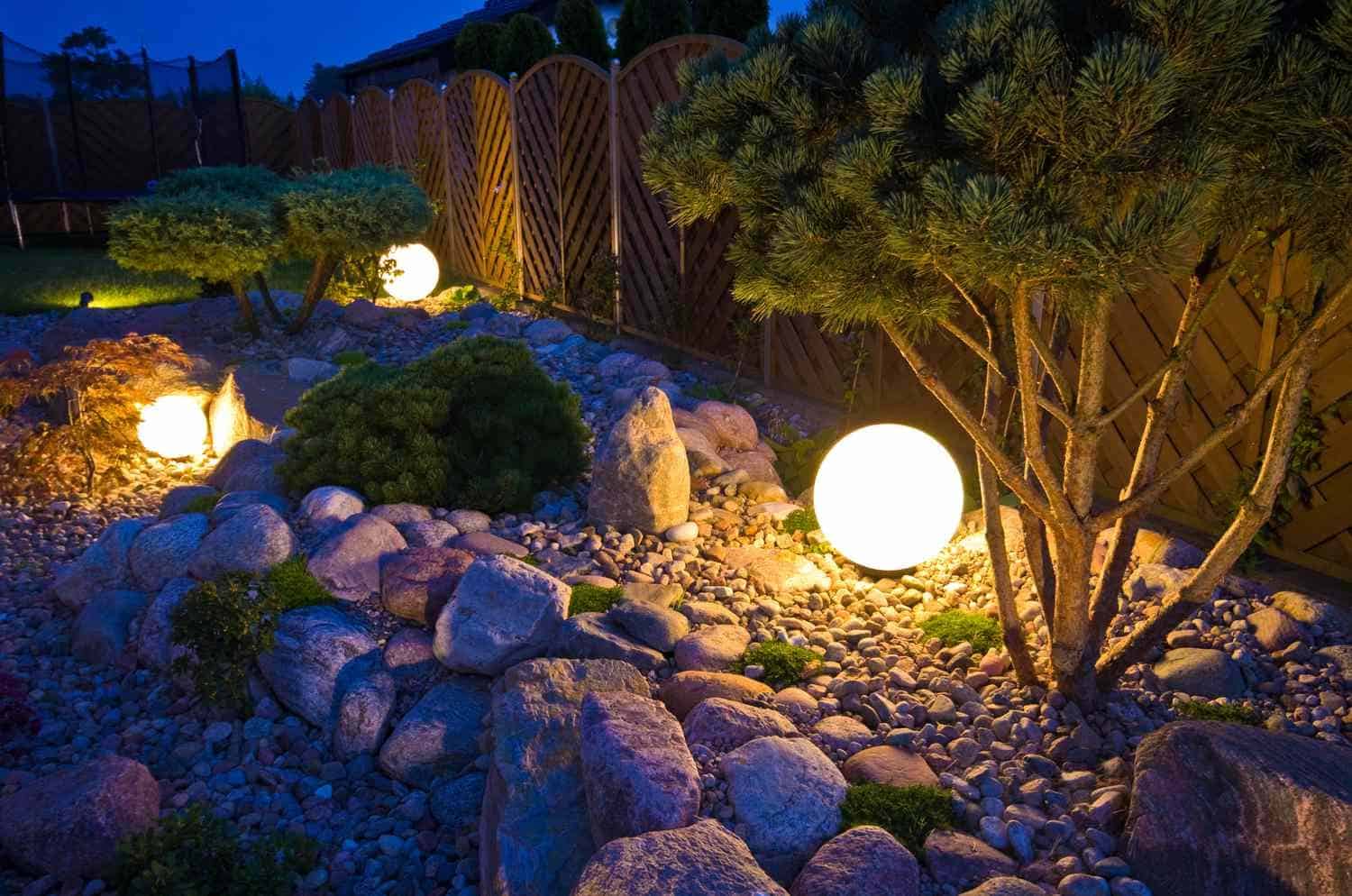 pair up globe lights with stones