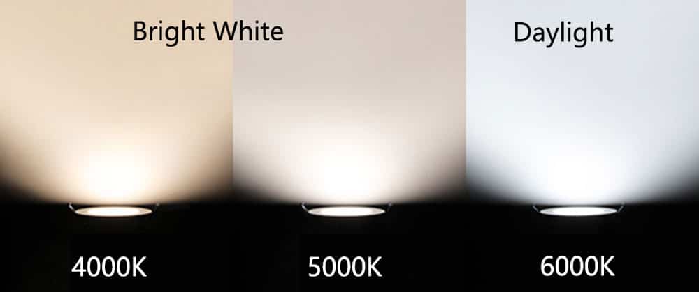 blanco brillante frente a luz diurna 4000k frente a 5000k frente a 6000k