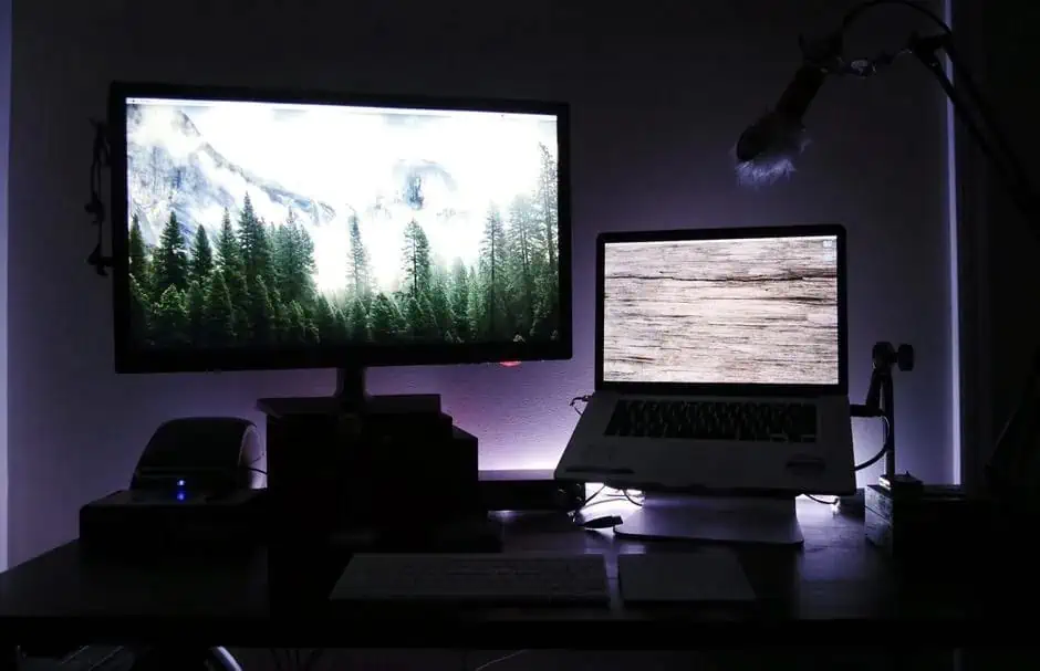 behind computers and tv