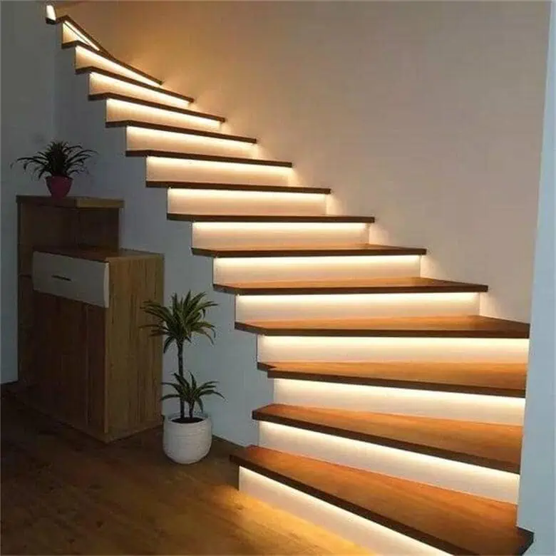 hide led strips beneath the staircase