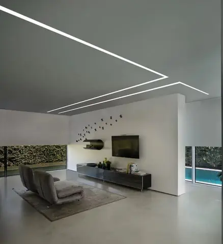 recessed lighting within the ceiling