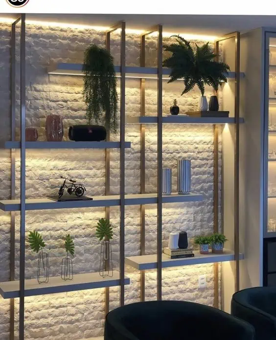 using planters and shelves to conceal lights