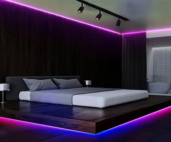 add rgb led strips for a magical bed