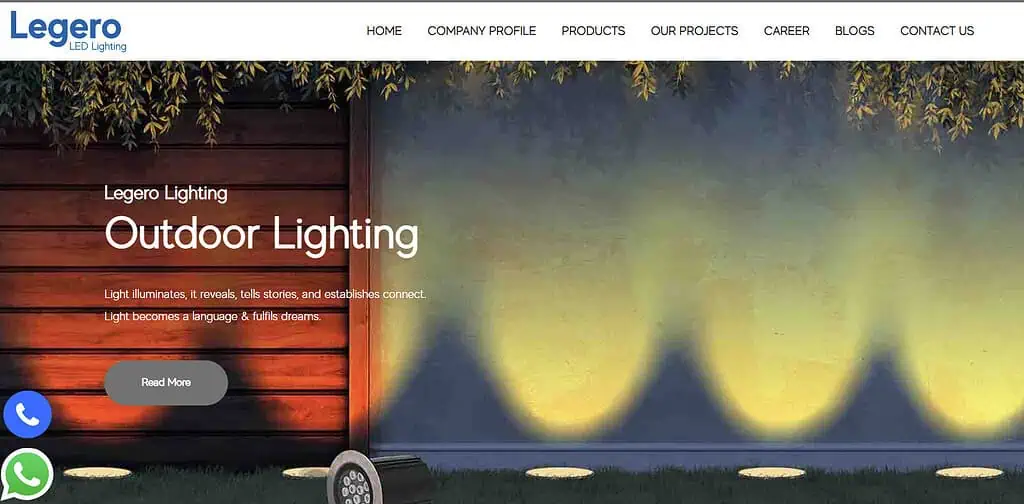 Legero Lighting outdoor lights on display with wooden background.
