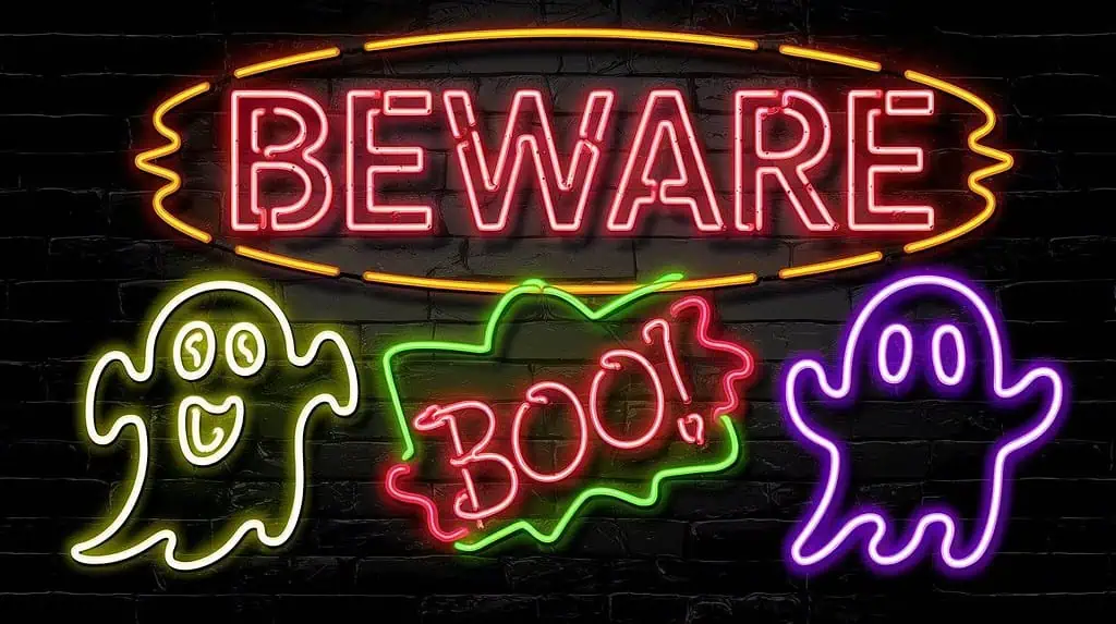 freak them out with neon halloween sign