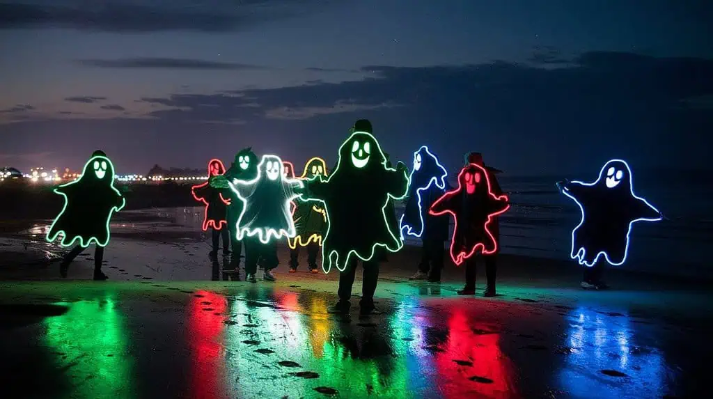 lit ghosts in the town