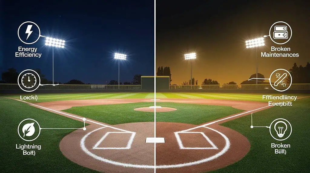 LED 棒球照明與傳統棒球照明的對比