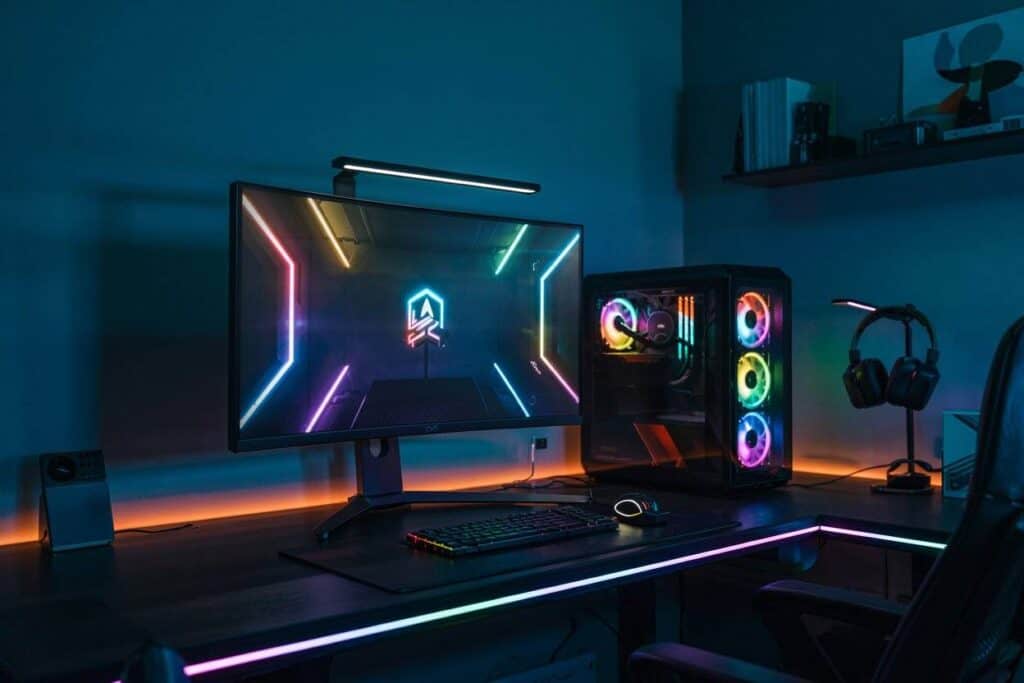 backlight the gaming monitor with color changing led strip lights